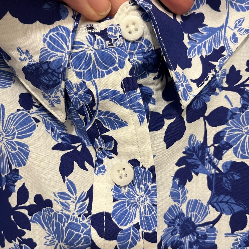 NWOT Woman Within Perfect Long Sleeve Shirt  Plus - 3X, Ultra Blue Shadow Floral - Picture 4 of 11